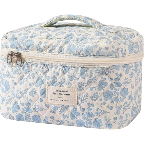 Large Makeup Bag, Cute Cosmetic Bag for Women Girls, Floral Coquette Aesthetic Toiletry Bag, Travel Make Up Organizer Bag