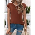 thumbnail image 2 of Womens Summer Cap Sleeve Tops Casual Crew Neck Sleeveless Knit Sweater Vest Loose Fit Pullover Tank Tops Coffee Color L, 2 of 8