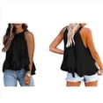 thumbnail image 2 of Blusa de Verano para Mujer, con Cuello Halter, Sin Mangas, Fruncida e Irregular, con Volantes Negro S, 2 of 6