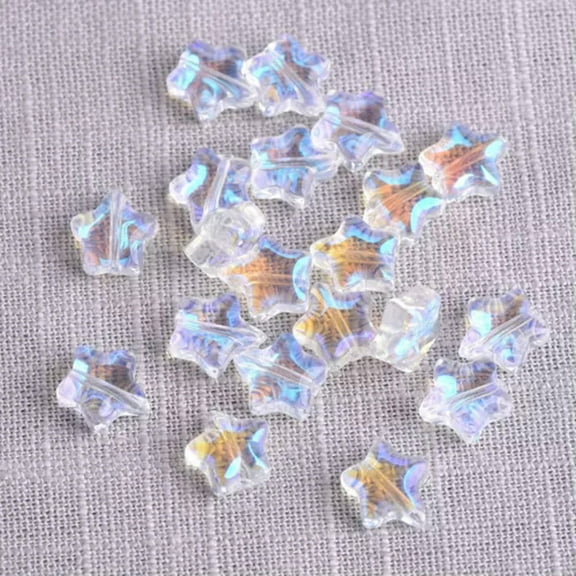 U8MO 20pcs Small Stars 8mm Lampwork Crystal Glass Loose Beads Lot for Jewelry Making-Clear AB