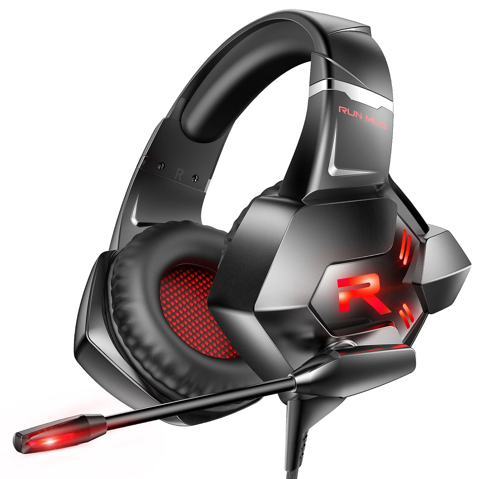 Ongeautoriseerd adverteren Moskee RUNMUS Gaming Headset Xbox One Headset PS4 Headset, Bass Surround Sound PS5  Gaming Headset, Noise Canceling Mic & LED Light Over Ear Headphone (Red) -  Walmart.com