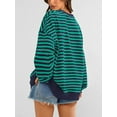 thumbnail image 6 of PRETTYGARDEN Womens Striped Oversized Sweatshirt Color Block Crew Neck Long Sleeve Casual Loose Pullover Top Y2K Clothes, 6 of 9