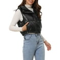 thumbnail image 4 of INSPIRE CHIC Women's Puffer Vest Lightweight Cropped Quilted Padded Zipper Up Sleeveless Jacket Black S, 4 of 6