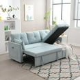 thumbnail image 3 of BISHE L Shaped Sectional Sofa with Pullout Bed, 81 Inch Convertible Sleeper with Reversible Chaise & Storage Seats, 2 in 1 Pull Out Couch with Side Pockets for Living Room, Apartment, Mint Green, 3 of 7