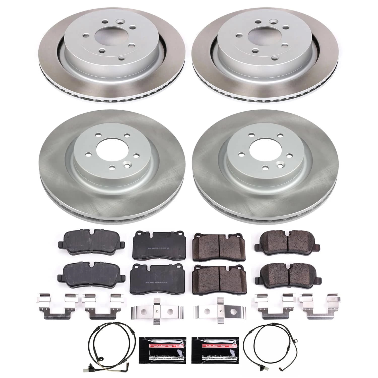 PowerStop Front and Rear Semi-Coated Rotor and Low-Dust Ceramic Brake Pad Kit SC5443