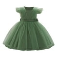 thumbnail image 2 of NAISIBABY Toddler Girls Princess Dress, Ruffles Sleeve Back Bow Zipper Tutu Mesh Pageant Birthday Wedding Party Dress Green 2T, 2 of 9