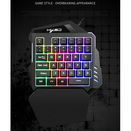 K13 Wired 35 Keys LED Backlit Usb Ergonomic Single Hand Keypad Gaming Keyboard