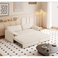 thumbnail image 3 of Queen Pull Out Sofa Bed, 3-in-1 Convertible Sleeper Sofa with Side Storage,Multi-Functional Velvet Loveseat Bed for Living Room,Bedroom,Apartment,Office, 3 of 6