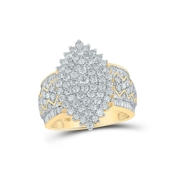 10kt Yellow Gold Womens Round Diamond Marquise-shape Cluster Ring 2 Cttw