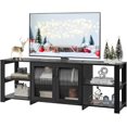 thumbnail image 1 of Entertainment Center With 2 Doors & Open 4 Cubby Spaces Furniture for Tv Stands TV Table for Living Room Bedroom Stand Cabinet My Lux Decor Round, 1 of 8