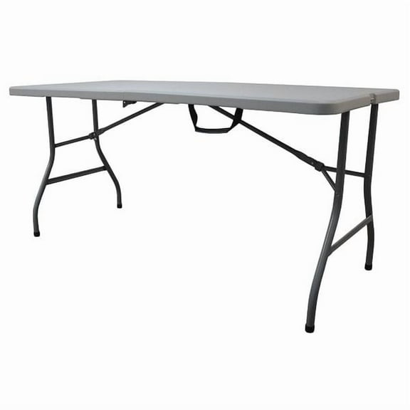 Rectangle Folding Table, 30" W, 61" L, 29" H, Blow Molded Polyethylene Top, Gray