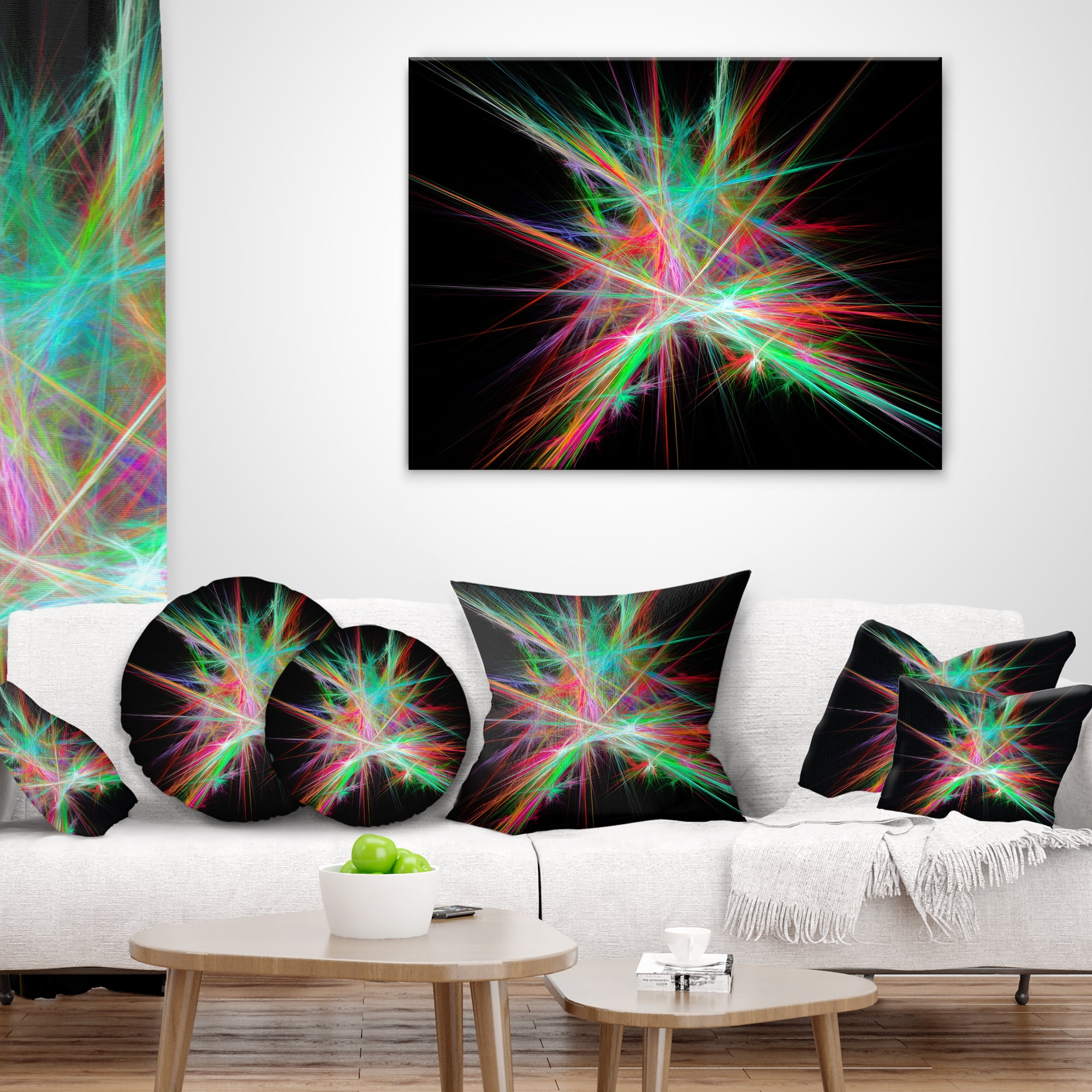 Designart Green Red Spectrum of Light - Abstract Throw Pillow - 18x18