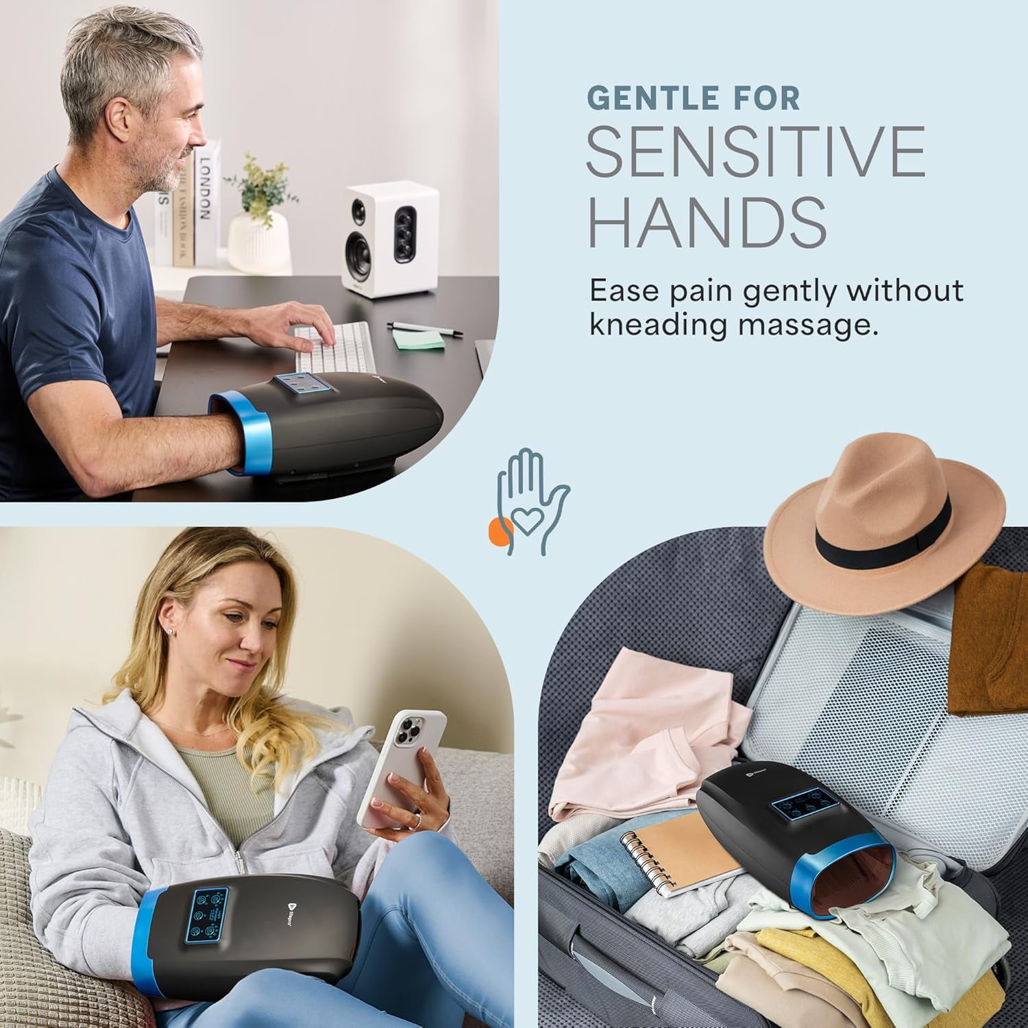 Legra Hand Massager with Heat and Compression - Finger, Wrist, Palm Therapy for Pain Relief