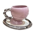 thumbnail image 1 of Taza de café de cerámica lisa con asa, para té, café, zumo, 160 ml, bonita Taza Violeta, 1 of 9
