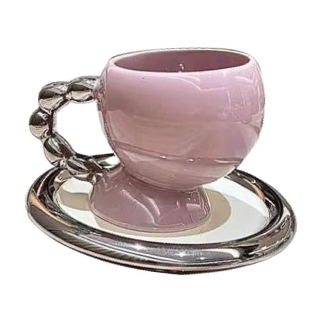 Taza de café de cerámica lisa con asa, para té, café, zumo, 160 ml, bonita Taza Violeta