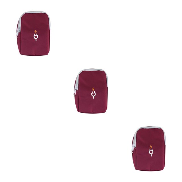 Naiovety Bolsas de almacenamiento de cables de datos, organizador de senderismo y acampada, bolsa protectora portátil con cremallera, accesorios para Vino tinto 3piezas