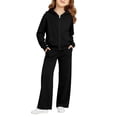 thumbnail image 5 of Kids Girls Boys 2 Piece Tracksuit Athletic Sweatsuits Sets Full Zip Hooded Sweatshirt and Jogger Sweatpants Clothing Sets, 5 of 7