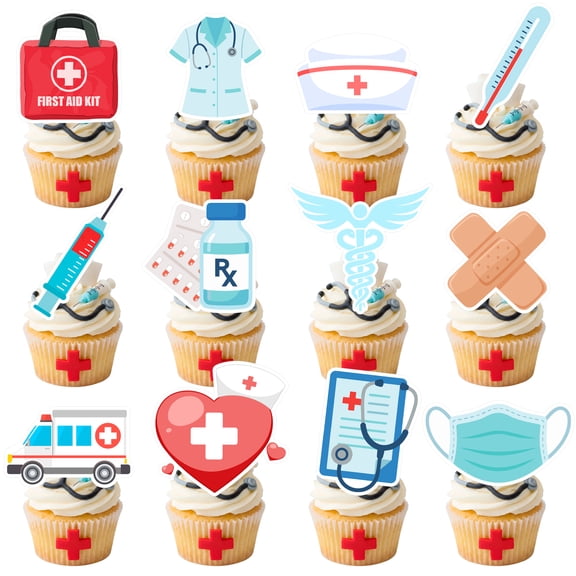 24Pcs Nurse Day Cake Topper, Nurse Day Cake Decorations Cupcake Toppers for Happy Nurse Day Decorations Supplies