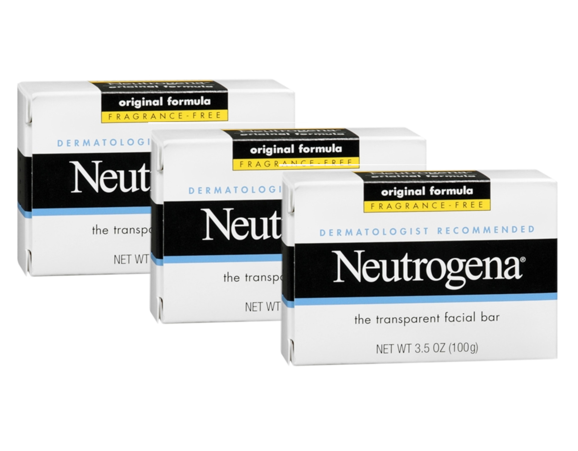 Neutrogena The Transparent Facial Bar Original Formula, Fragrance Free 3.50 oz (Pack of 3)