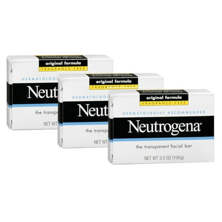 Neutrogena The Transparent Facial Bar Original Formula, Fragrance Free 3.50 oz (Pack of 3)