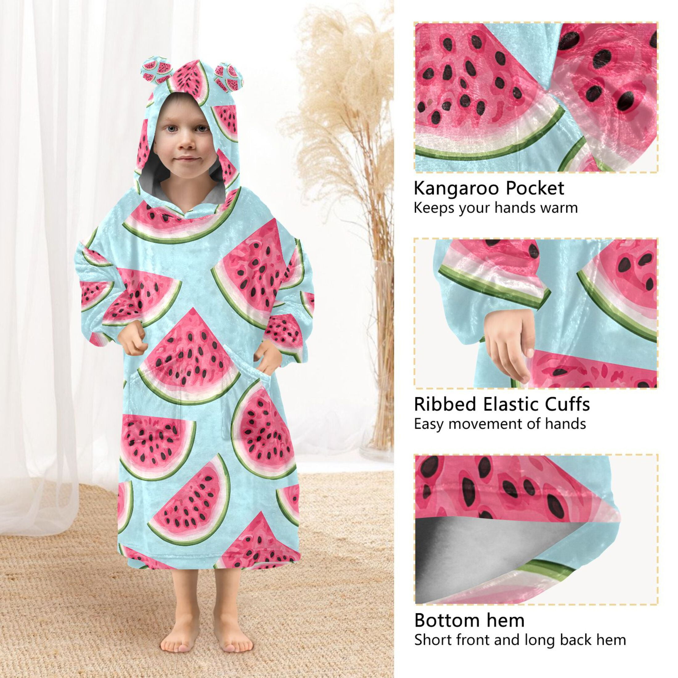 joogoo Wearable Blanket Hoodie for Watermelons Oversized Sherpa Hooded 3-14 YR M