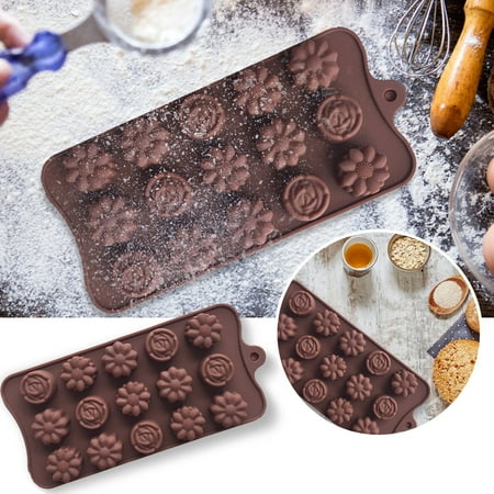 

KEVCHE 15 with Mini Rose Chocolate Cake Molds Baking Ice Tray Molds Party and Wedding