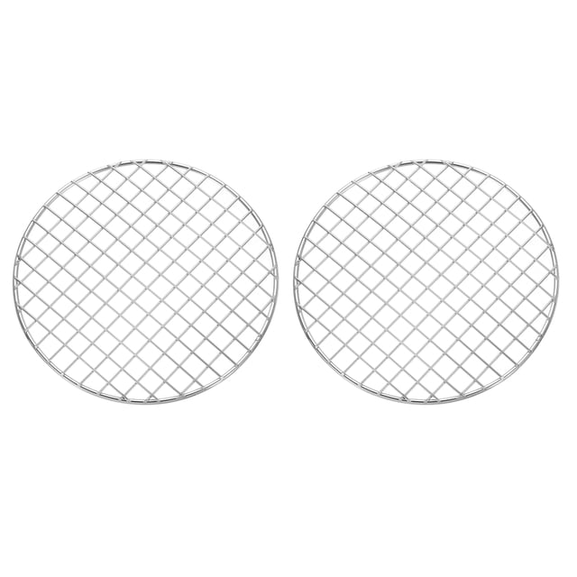 Uxcell 2 Pcs Round Cooking Rack, Dia 7.9 Inch Stainless Steel Grill Grate Cross Wire Barbecue Grill for Cooking Baking Air Fryer Racks, Silver