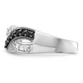thumbnail image 4 of Sterling Silver Rhodium Black and Clear CZ Wavy Ring, 4 of 6