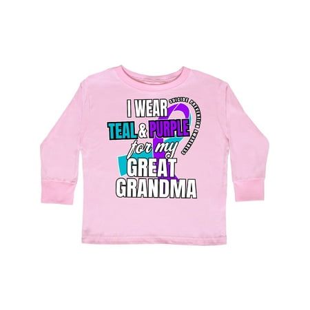 

Inktastic Suicide Prevention I Wear Teal and Purple For My Great Grandma Gift Toddler Boy or Toddler Girl Long Sleeve T-Shirt