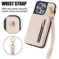 thumbnail image 3 of Crossbody lanyard zipper wallet leather phone case for iPhone 16 pro max 15 plus 14 13 12pro 11 wrist strap card Solt cover, 3 of 8