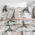 thumbnail image 2 of 2/3 PCS Kids Bedspread Set Eiffel Tower & Floral Paris Design, Reversible Quilt with Pink Back, 2 of 7