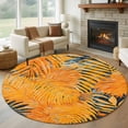 thumbnail image 3 of Tropical Palm Leaves Round Area&nbsp;Rug 5ft Yellow Leaf Abstract Plant Non-Slip&nbsp;Washable Circle Rugs Soft Felt Indoor Floor Mat for Bedroom Kitchen Living Room Bathroom, 3 of 9