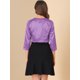 thumbnail image 5 of Elegante Cárdigan Bolero De Satén Con Hombros Descubiertos Y Manga 3/4 Para Mujer Púrpura L, 5 of 6