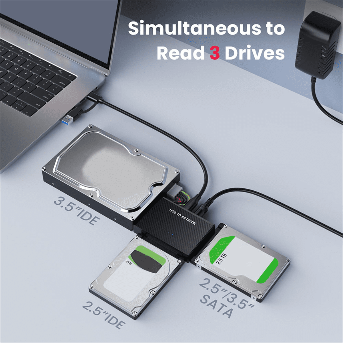 USB 3.0 to SATA / IDE Adapter Hard Drive Adapter for 2.5 / 3.5 Inch SATA & IDE HDD AU Plug