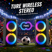 JYX Bluetooth Speaker, Dual 6.5 Subwoofer Portable Party Speaker System for Outdoor, Deep Bass Party Box with Led Lights, T27-T