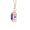 thumbnail image 2 of ANGARA Natural 3.5 ct Tanzanite Halo Pendant with Diamond Heart Motif in 14K Rose Gold for Women (Size-10mm) | December Birthstone, Anniversary, Jewelry Gift for Women | Natural Tanzanite Necklace, 2 of 8