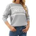 thumbnail image 2 of Jsaierl Womens Color Block Sweaters Ski Print Fall Warm Pullover Sweaters Trendy Long Sleeve Knit Tops Round Neck Versatile Going out Pullover, 2 of 6
