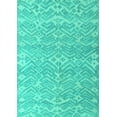 thumbnail image 1 of Ahgly Company Machine Washable Indoor Rectangle Abstract Turquoise Blue Modern Area Rugs, 7' x 9', 1 of 4