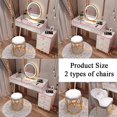 thumbnail image 4 of Dressing Table Bedroom Vanity Makeup Table Mirror Minimalist Luxury Toiletry Stool Multi Function Light Dresser Lamp Furniture My Lux Decor Round, 4 of 23