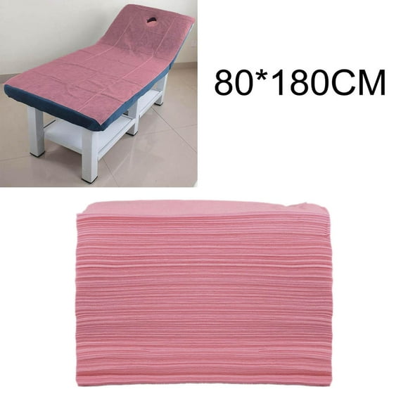 Sábana desechable de 100 Uds., funda de colchón gruesa de 80x180cm, funda para de suave para salón, SPA, sábana , funda de , Rosa con Agujero