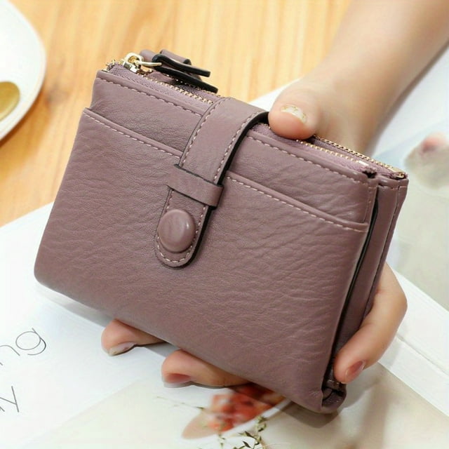 HLONK Spacious Retro Coin Purse Wallet - Bifold with Separate Coin Compartment Secure Flap Button Closure Chic Minimalist Clutch