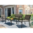 thumbnail image 6 of RONG-3 4 Pieces Patio Furniture Set Outdoor Garden Patio Conversation Sets Poolside Lawn Chairs with Glass Coffee Table Porch Furniture，Brown, 6 of 8