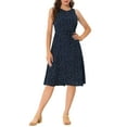 thumbnail image 3 of Allegra K Women's Split Neck Printed Sleeveless Casual Dress, 3 of 5