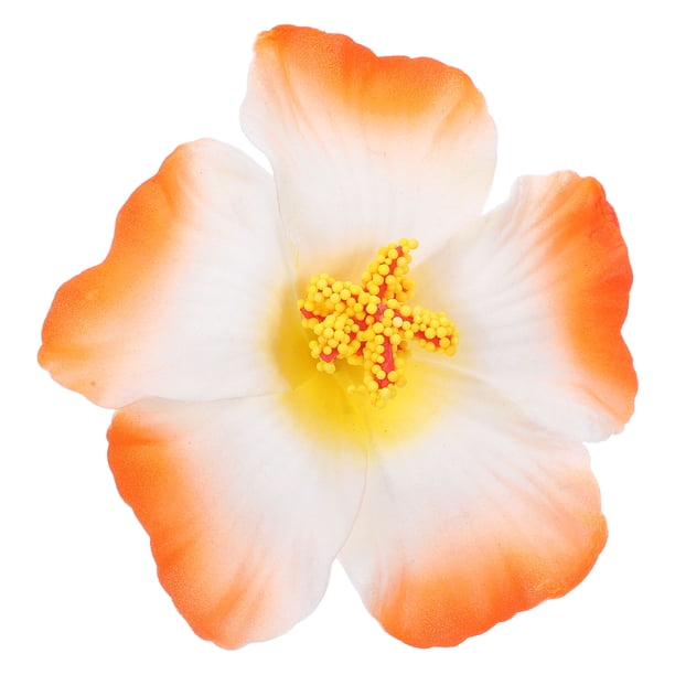 1 pieza de flores de hibisco, flores hawaianas, flores artificiales para decoración de mesa, suministros para fiestas (naranja)