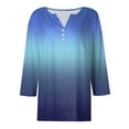 thumbnail image 4 of zaveiop Blouses for Women Dressy Casual 3/4 Length Sleeve Womens Tops 2025 Henley Neck Shirts Three Quarter Sleeve Tshirts (Z1-Light Blue, M), 4 of 5