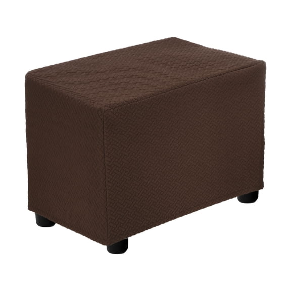 Twill Rectangle Ottoman Cover Fit Length 20"-30", S-Large, Deep Coffee