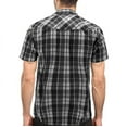 thumbnail image 2 of Men’s Casual Plaid Pockets Short Sleeve Collared Classic Button Down Shirt (Black, S), 2 of 3
