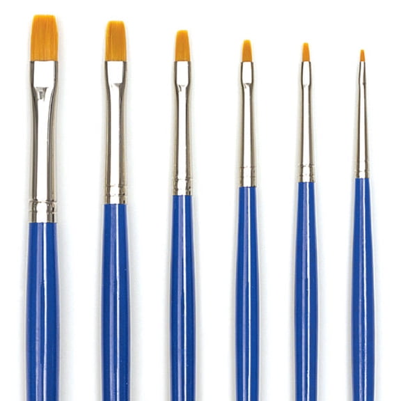 Blick Scholastic Golden Taklon Brush Set - Bright, Long Handle, Set of 6