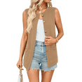thumbnail image 2 of Women'S 2025 Summer Sweater Vest Sleeveless Knit Cardigan Button Down Tank Tops Khaki S, 2 of 7