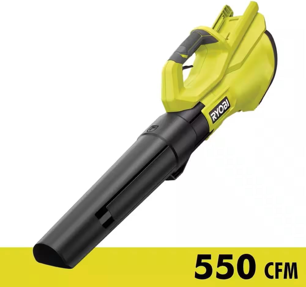 RYOBI 40-Volt Lithium-Ion Cordless Variable-Speed 120 MPH 550 CFM Leaf Blower (Tool-Only); Battery and Charger Not Included, Green, RY40LB01B